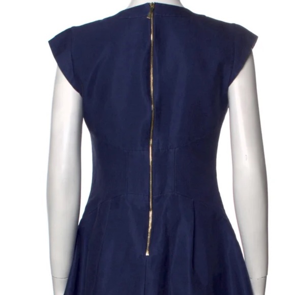 Navy silk Kate Spade cap sleeve dress - Picture 4 of 6